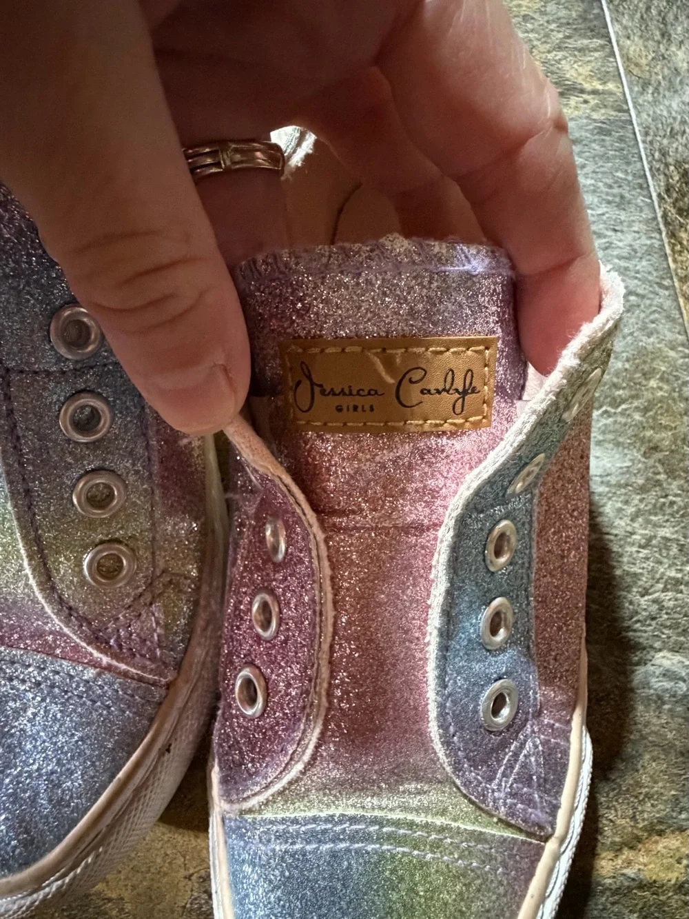 Kids Glitter Slip-On Sneakers - Multicolor